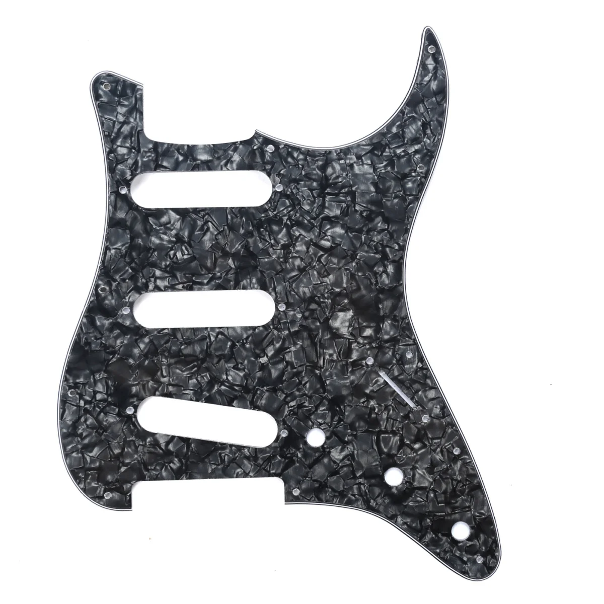 

Musiclily SSS 11 Hole Strat Guitar Pickguard for Fender USA/Mexican Made Standard Stratocaster Style, 4Ply Black Pearl