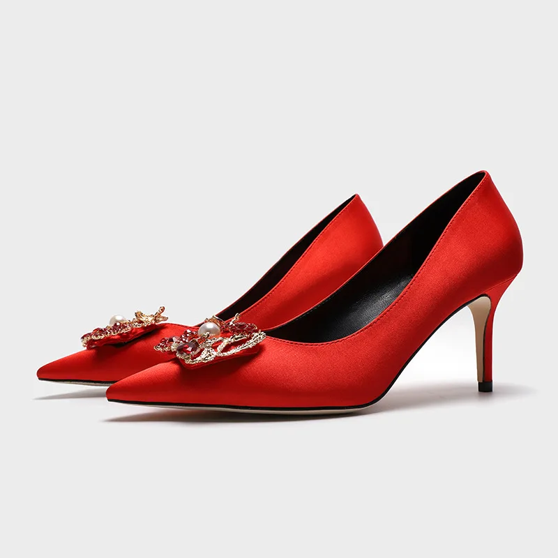 Brand Women Pumps Luxury Crystal Pearl Slingback High Heels Summer Bride Shoes Comfortable Triangle Heeled Party Wedding Shoe
Brand Women Pumps Luxury Crystal Pearl Slingback High Heels Summer Bride Shoes Comfortable Triangle Heeled Party Wedding Shoe