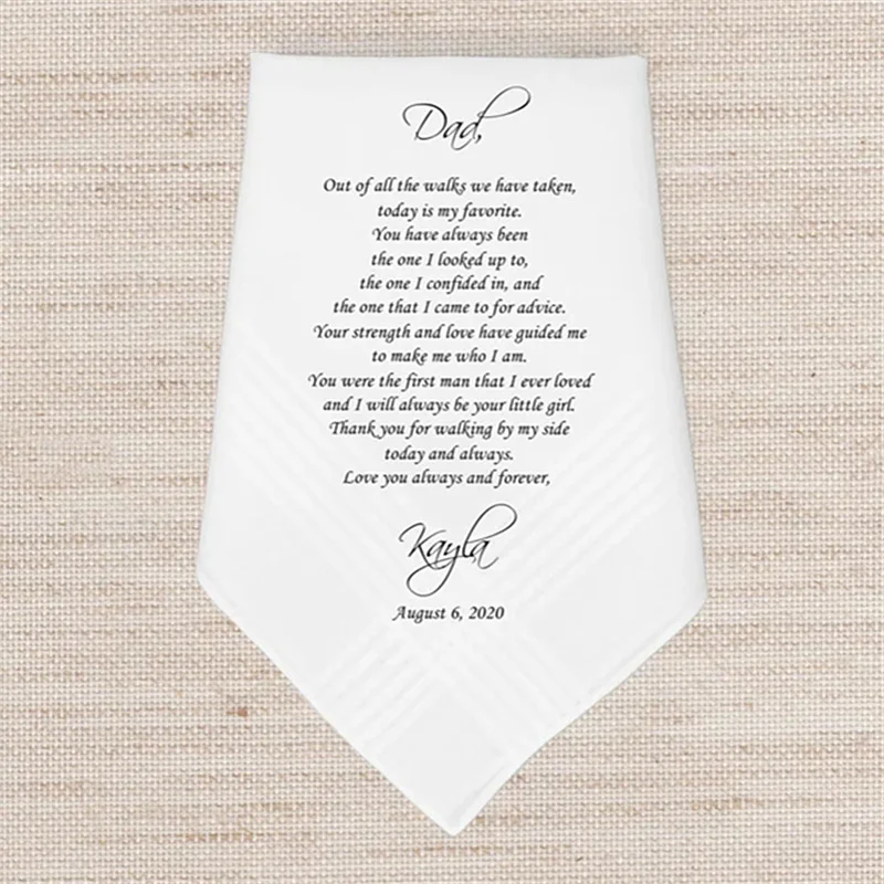 

Свадебные носовой платок на заказ, носовой платок для отца невесты от невесты, Свадебный носовой платок от дочери, подарок для папы