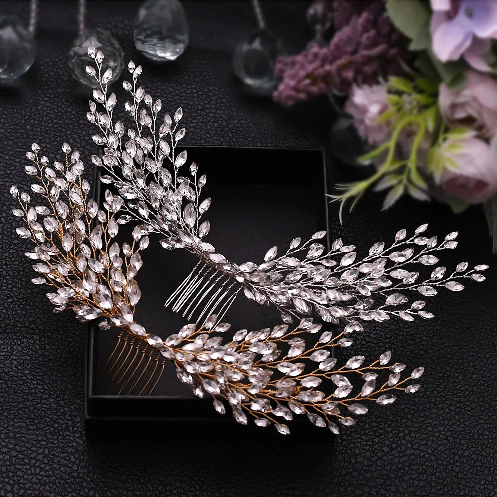 

TOPQUEEN HP276 Bridal Headband Exquisite Bridal Hair Accessories Bridal Comb for Woman Silver Gold Crystal Bridal Headpieces