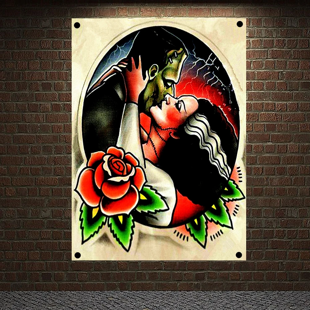 Old school Tattoo Banners Vintage Canvas Painting Wall Art Print Posters Home Decor Mural Hanging Flag 4 Gromments in Corners
Old school Tattoo Banners Vintage Canvas Painting Wall Art Print Posters Home Decor Mural Hanging Flag 4 Gromments in Corners