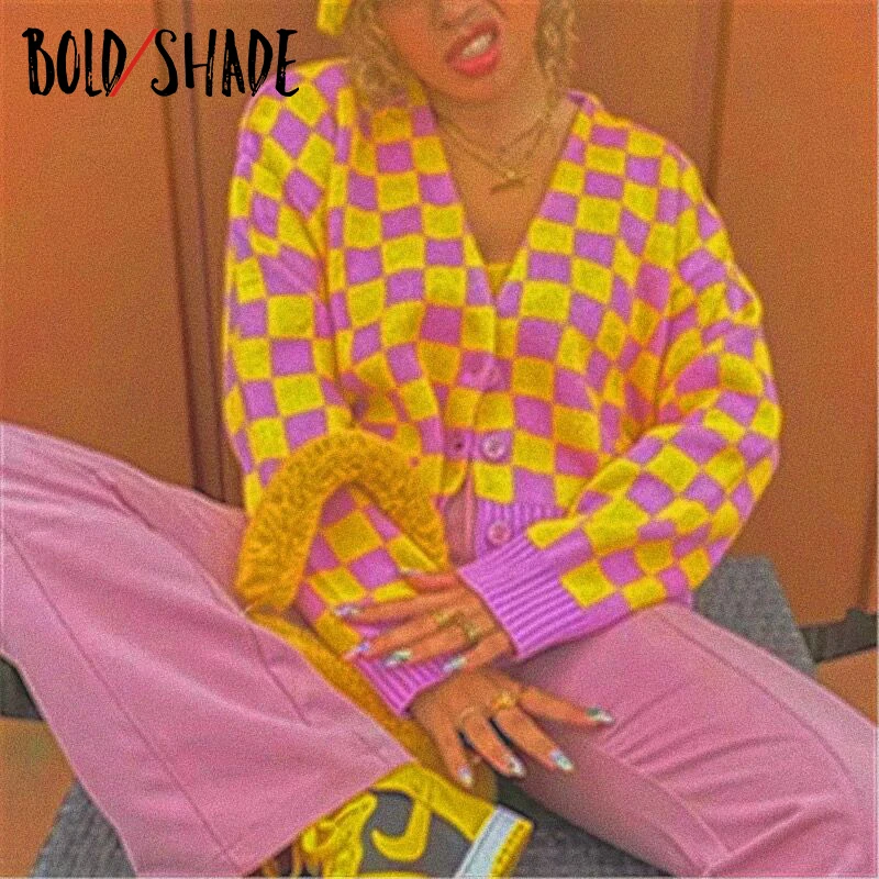 Bold Shade Checkboard Print Y2K Indie Cardigan Sweater Button Up Patchwork Knit V-neck Sweaters Autumn Winter Oversized Clothes
Bold Shade Checkboard Print Y2K Indie Cardigan Sweater Button Up Patchwork Knit V-neck Sweaters Autumn Winter Oversized Clothes