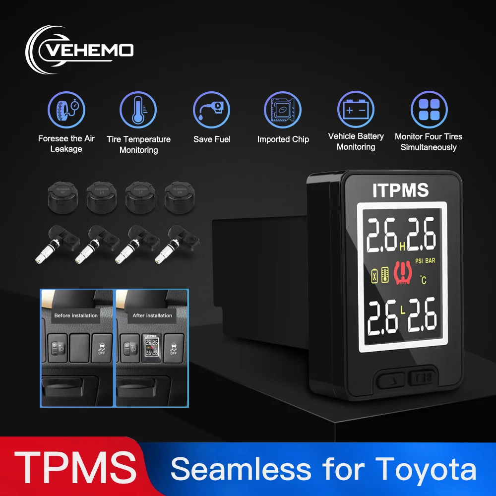 Tire Pressure Alarm Car 4PCS Sensor for Toyota Camry Tire Pressure Monitoring System Solar Energy Digital TPMS LCD Color Screen
Tire Pressure Alarm Car 4PCS Sensor for Toyota Camry Tire Pressure Monitoring System Solar Energy Digital TPMS LCD Color Screen
