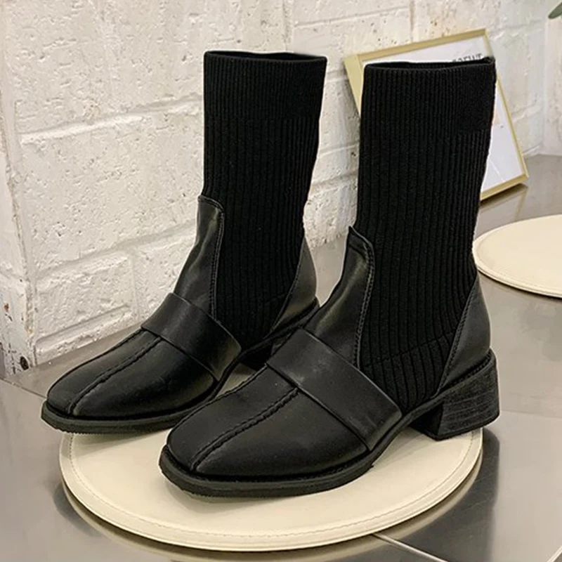 Women's sexy Med Heels Socks Boots Autumn Winter Fashion Knitted Stretch Boots Women Black Ankle Sock Boots 35-39
Women's sexy Med Heels Socks Boots Autumn Winter Fashion Knitted Stretch Boots Women Black Ankle Sock Boots 35-39