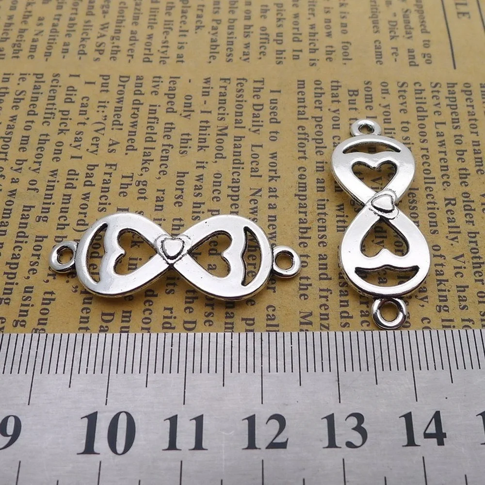 100pcs Heart Infinity Charms Connectors 13mm x 37mm DIY Jewelry Making Pendant Antique Silver Color
100pcs Heart Infinity Charms Connectors 13mm x 37mm DIY Jewelry Making Pendant Antique Silver Color