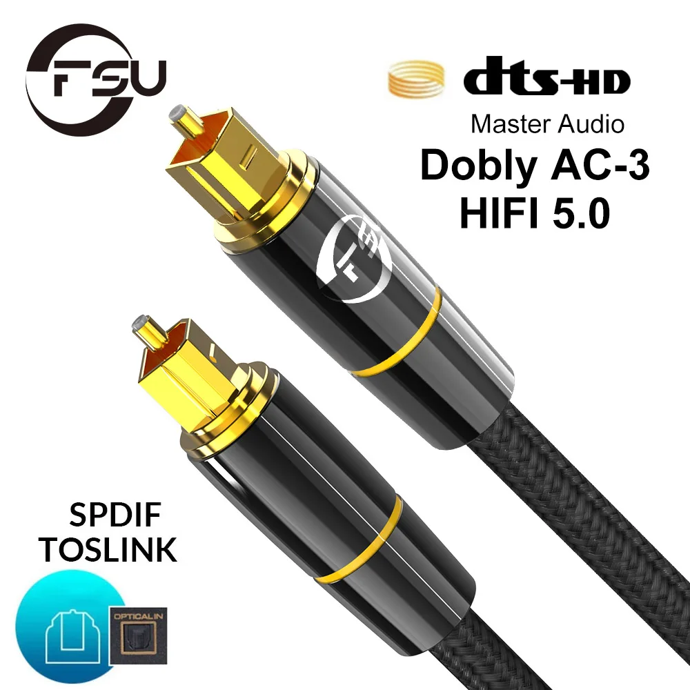 

FSU Audio Cable HIFI 5.1Digital SPDIF Fiber Toslink Optical Audio Cable for TV Blu-ray Player Amplifier 3m 5m 10m Optical Cable