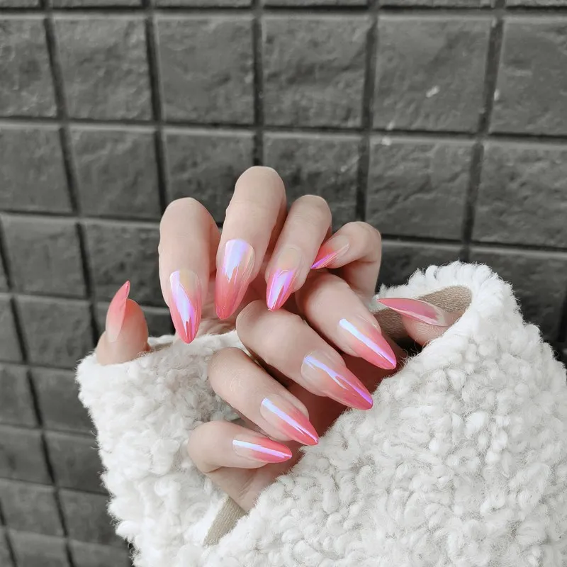 24pcs Long Style Fresh Simple Persistent Wearable Fake Nails with Glue Pink Color Aurora Gradient Finished Fingernails TI
24pcs Long Style Fresh Simple Persistent Wearable Fake Nails with Glue Pink Color Aurora Gradient Finished Fingernails TI