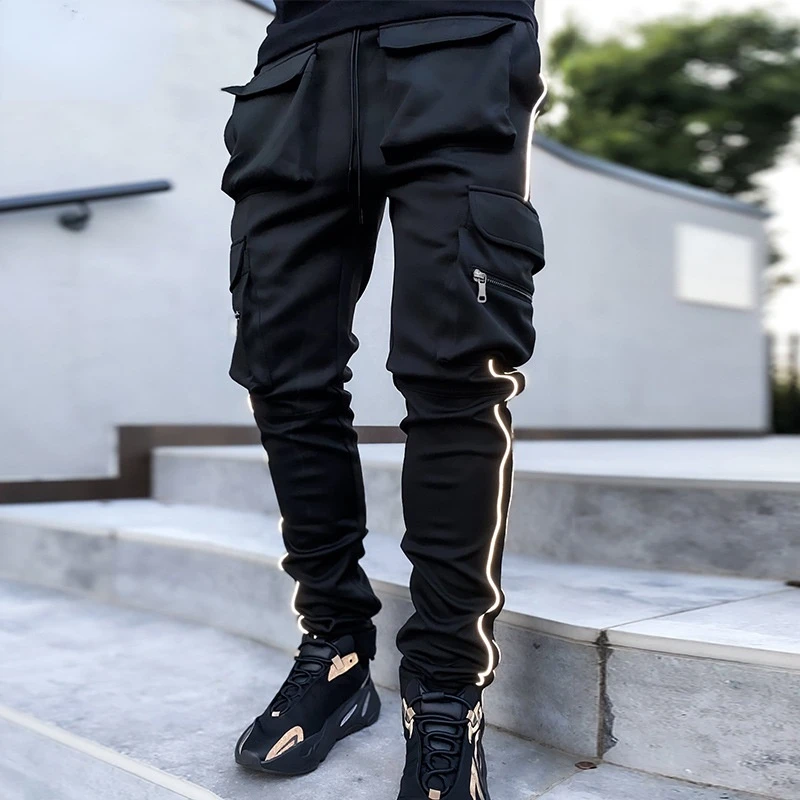 2021 New Korean Men's Casual Pants Men's Casual Fashion Sports Pants Straight Reflective Stripes Multi-pocket Overalls
2021 New Korean Men's Casual Pants Men's Casual Fashion Sports Pants Straight Reflective Stripes Multi-pocket Overalls