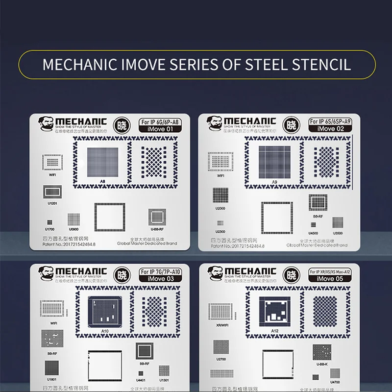 Стальной трафарет Mechanic iMOVE серии BGA для реболлинга шаблон iPhone 6 7 8 11 Pro Max