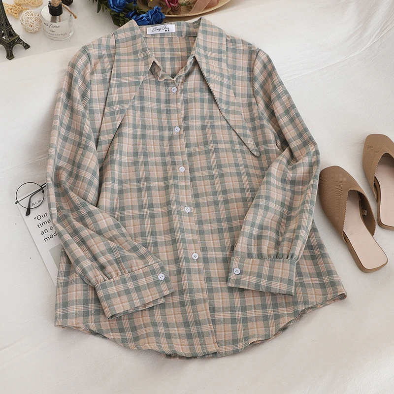 New Spring Fashion Women's Casual Long Sleeve Plaid Shirt + Woolen Vest Two-piece Set Female Retro Blouse Top Sets 
New Spring Fashion Women's Casual Long Sleeve Plaid Shirt + Woolen Vest Two-piece Set Female Retro Blouse Top Sets