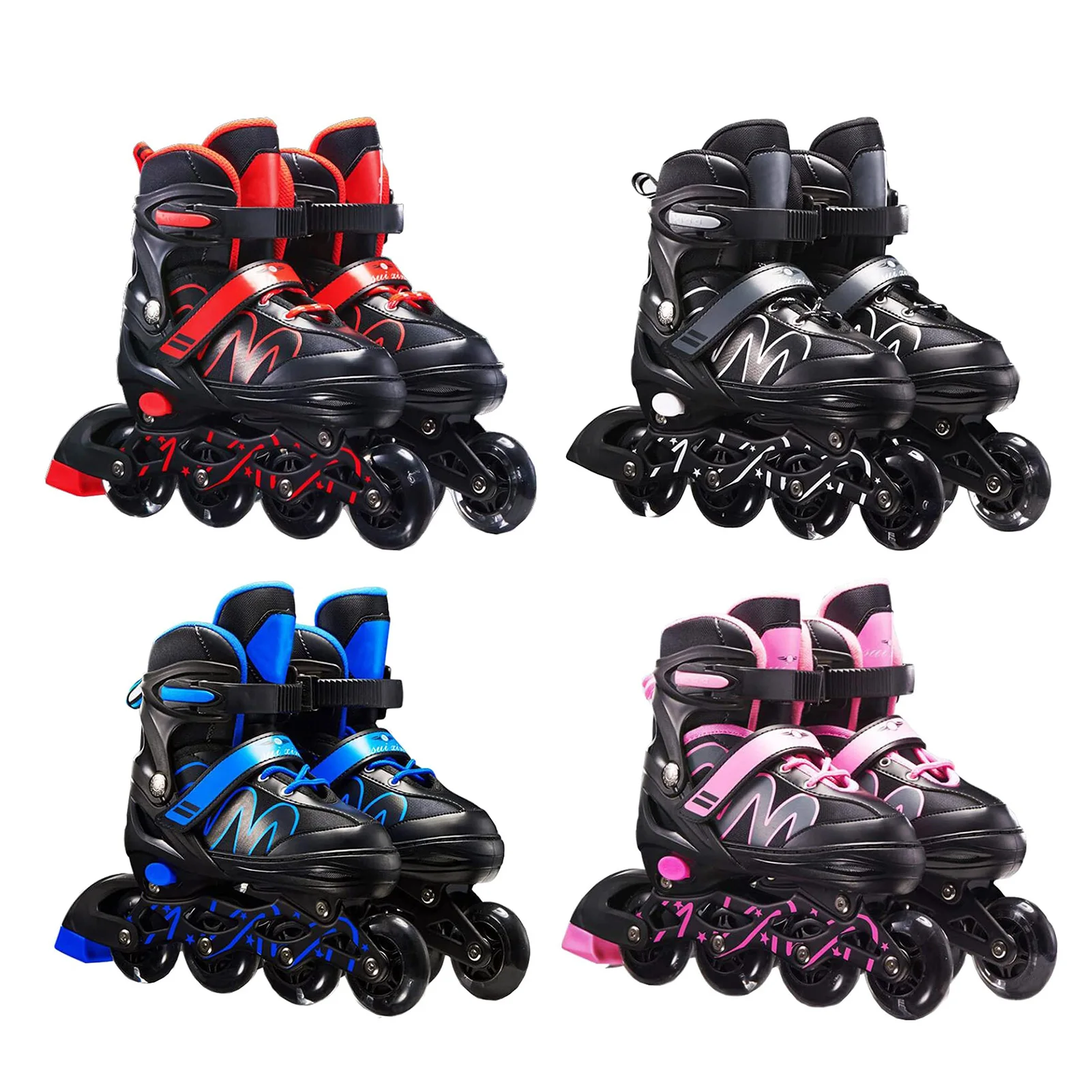 Детские роликовые коньки регулируемые размеры с тройной защитой дышащие обувь