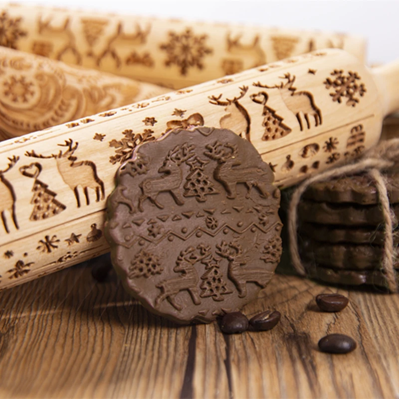 New Leaf Christmas Deer Wooden Rolling Pin Embossing Baking Cookies Noodle Biscuit Fondant Cake Dough Patterned Roller Snowflake 
New Leaf Christmas Deer Wooden Rolling Pin Embossing Baking Cookies Noodle Biscuit Fondant Cake Dough Patterned Roller Snowflake