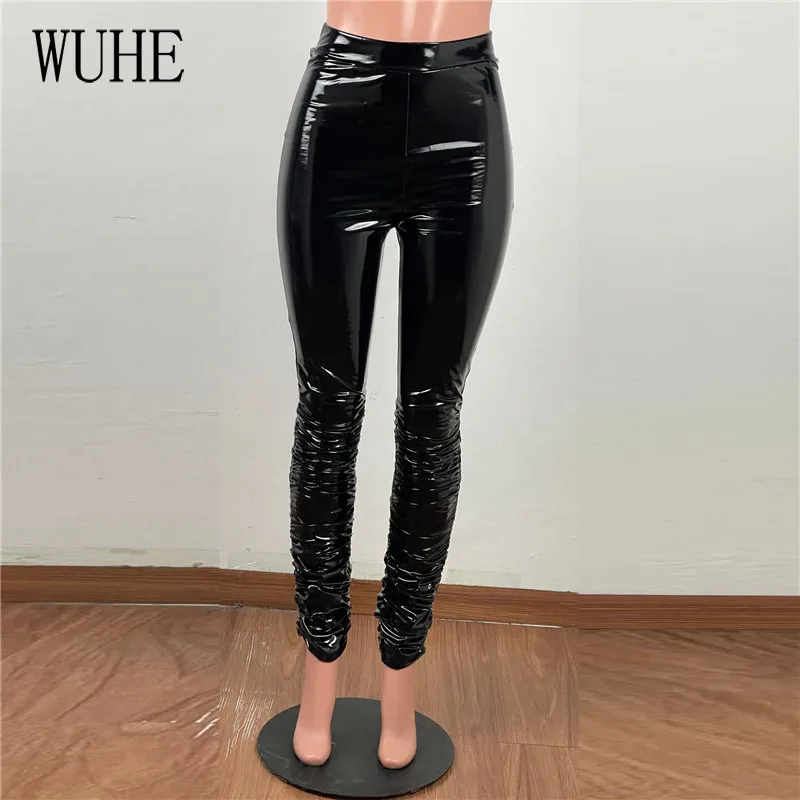 WUHE PU Leather Padded Pants High Elastic Stacking Pleated Skinny Package Hip Nightclub Streetwear Locomotive Casual Trousers
WUHE PU Leather Padded Pants High Elastic Stacking Pleated Skinny Package Hip Nightclub Streetwear Locomotive Casual Trousers