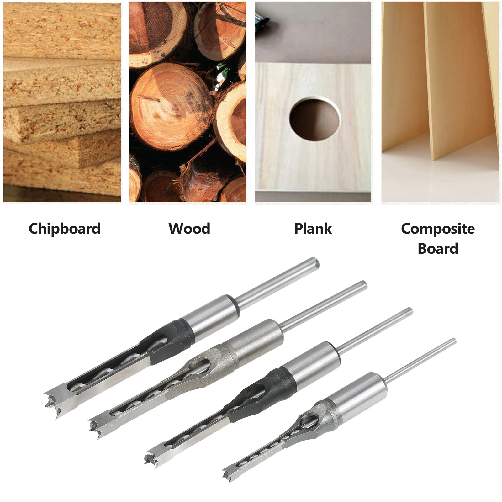KKmoon S-quare Hole Drill 4pcs Woodworking Mortising Chisel Set S-quare Drill Woodworking Drill 1/4'' 5/16'' 3/8'' 1/2'' DIY Kit
KKmoon S-quare Hole Drill 4pcs Woodworking Mortising Chisel Set S-quare Drill Woodworking Drill 1/4'' 5/16'' 3/8'' 1/2'' DIY Kit