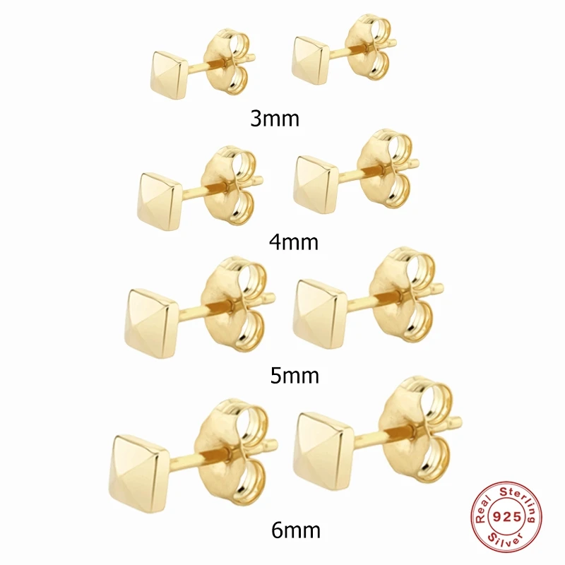 KOJ Fashion Stud Earrings for Women Pyramid Cone Style Studs Earlobe Women Piercing 925 Silver Jewelry Party Punk Accessories