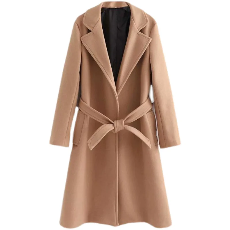 Elegant Women Notch Lapel Long Wool Blend Coat with Belts Winter Outerwear Ladies Overcoat
Elegant Women Notch Lapel Long Wool Blend Coat with Belts Winter Outerwear Ladies Overcoat