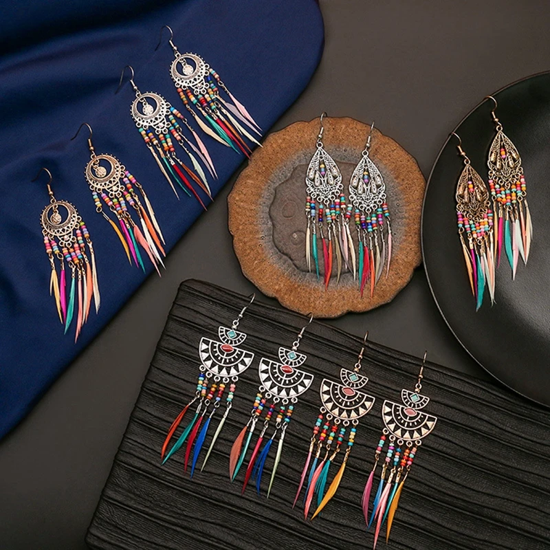 women Dangle Earrings Vintage Hollow Dainty Long Tassel Hoop Earrings for women 2020 bohemian Beaded Earrings Jewelry Party Gift
women Dangle Earrings Vintage Hollow Dainty Long Tassel Hoop Earrings for women 2020 bohemian Beaded Earrings Jewelry Party Gift