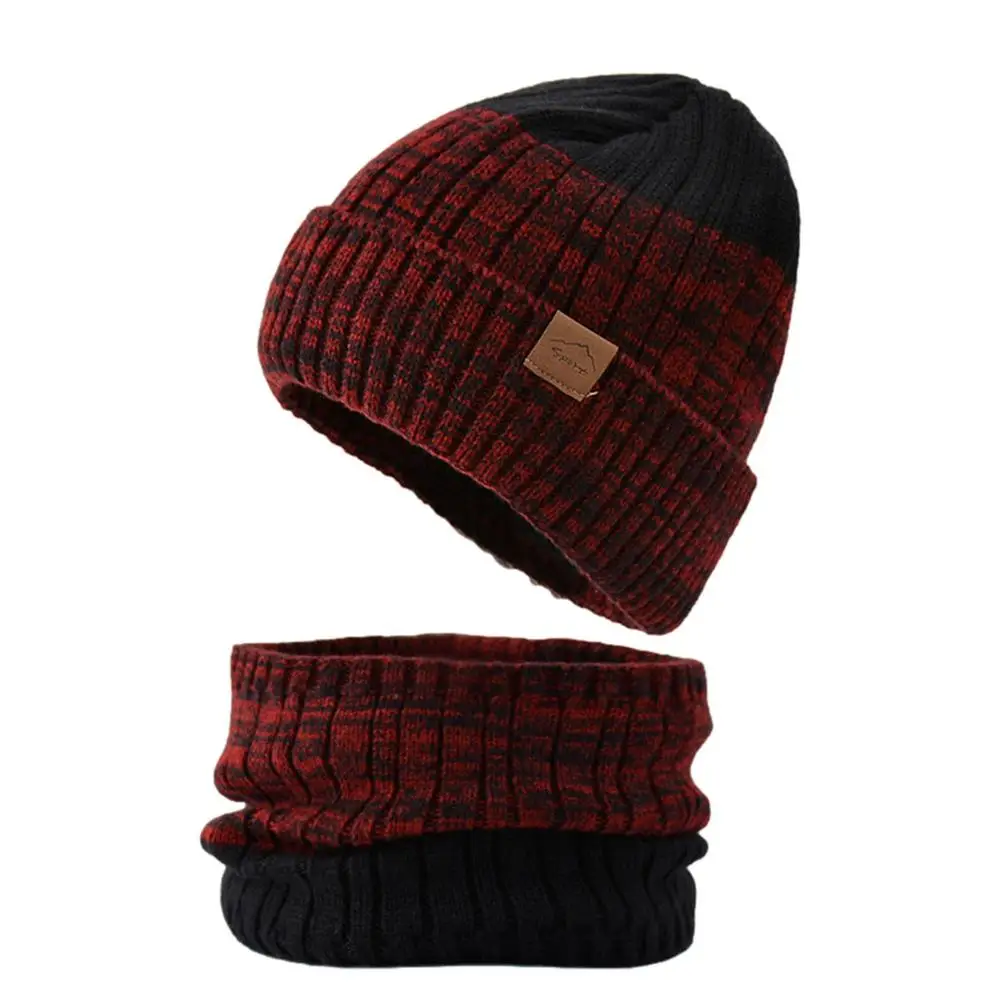 

Winter Beanie Hat Scarf Warm Fleece Lined Knit Skull Cap Neck Warmer Set Ribbed Cuffed Beanies Warm Fleece Lined Knit Ski Hats