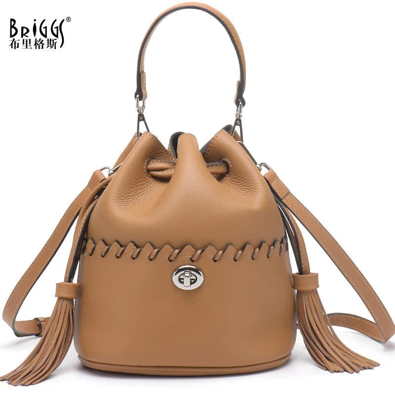 BRIGGS Vintage Tassel Women Shoulder Bag Genuine Leather Top-Handle Tote Fashion Ladies High Capacity Multifunction Bucket Bags
BRIGGS Vintage Tassel Women Shoulder Bag Genuine Leather Top-Handle Tote Fashion Ladies High Capacity Multifunction Bucket Bags