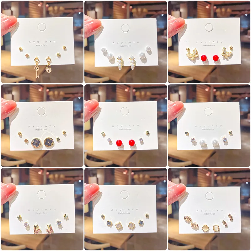 3 Pairs/Set Mini Needle Stud Earrings Pearl Cat Crown Feather Butterfly Earring INS Weekly Mini Earrings Female Jewelry
3 Pairs/Set Mini Needle Stud Earrings Pearl Cat Crown Feather Butterfly Earring INS Weekly Mini Earrings Female Jewelry