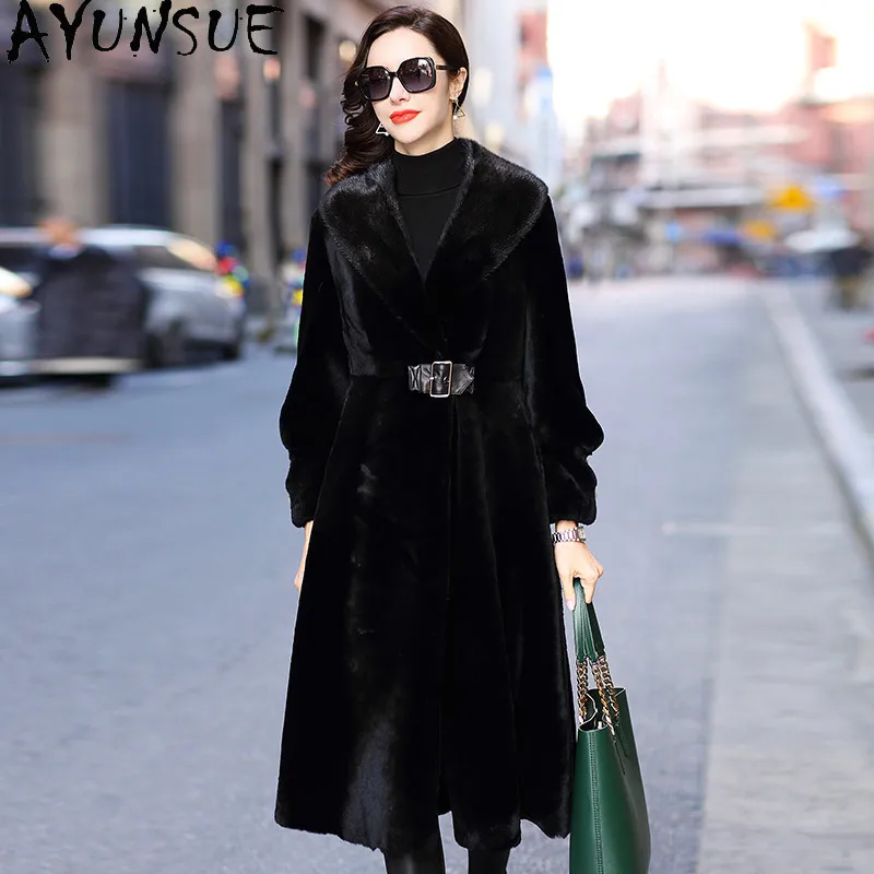 AYUNSUE женская шуба из натурального меха длинная овчина теплая зимняя куртка женская Норковая меховая воротник Роскошная Одежда 2020 Ropa De Mujer 
AYUNSUE женская шуба из натурального меха длинная овчина теплая зимняя куртка женская Норковая меховая воротник Роскошная Одежда 2020 Ropa De Mujer