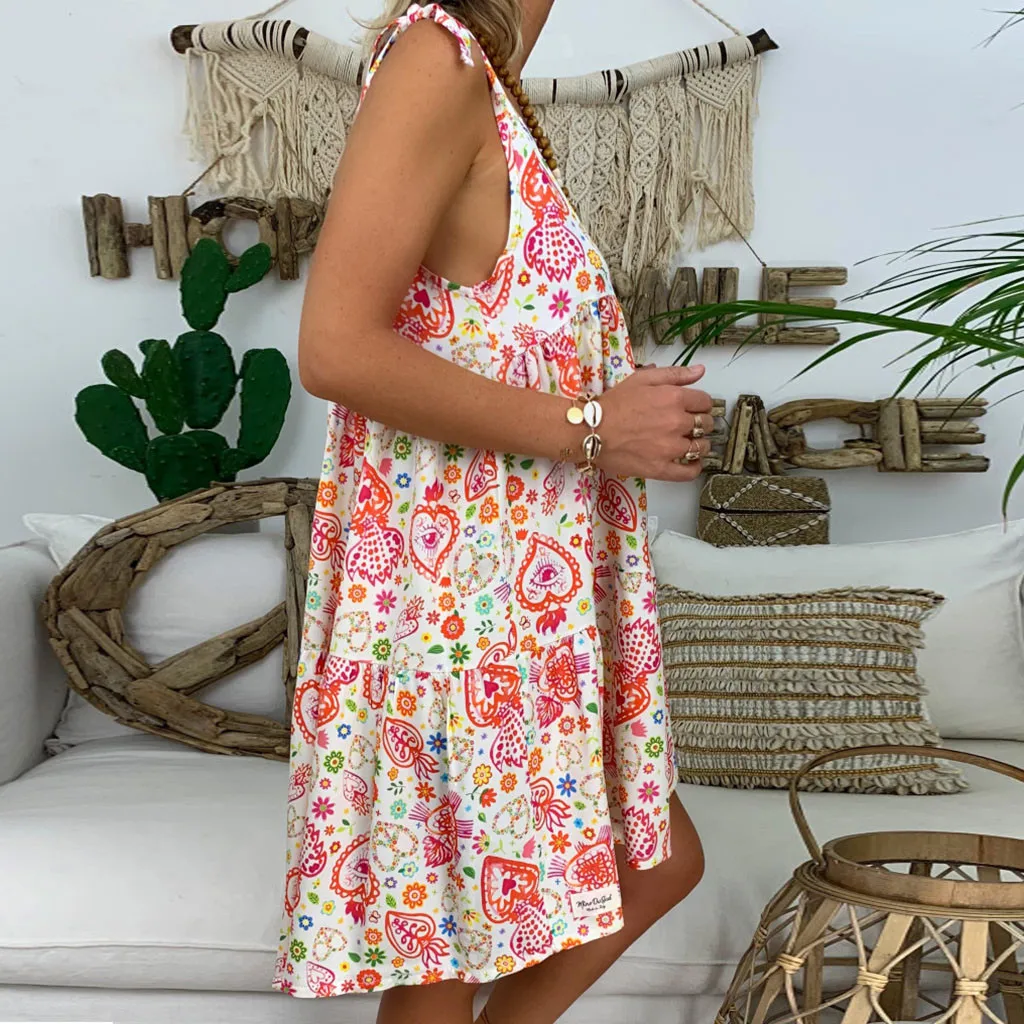 JAYCOSIN винтажное 5XL женское летнее платье свободное с принтом vestidos рукав три