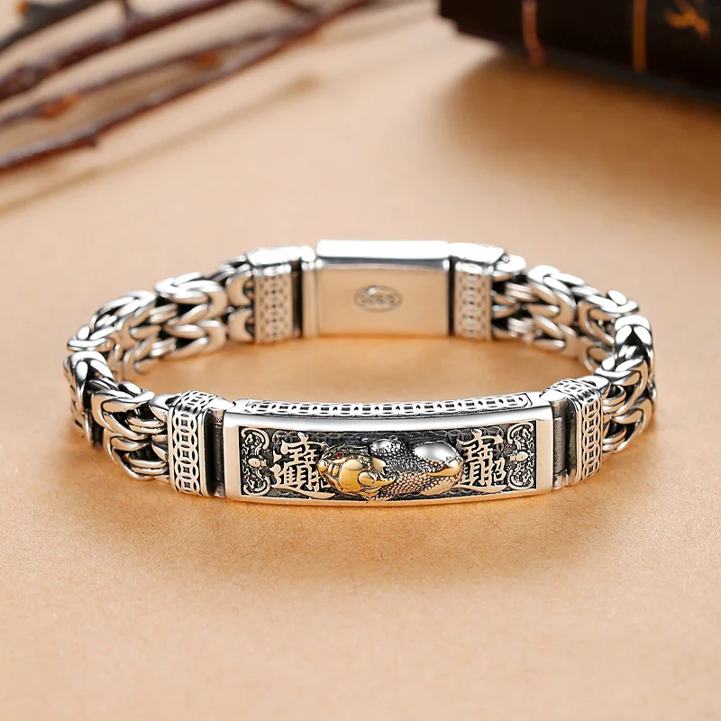 RetroSen Silver Men Bracelet Bangle Double Chain Peace Tattoo Personality Popular Chinese Style Retro Creative Lucky Money
RetroSen Silver Men Bracelet Bangle Double Chain Peace Tattoo Personality Popular Chinese Style Retro Creative Lucky Money