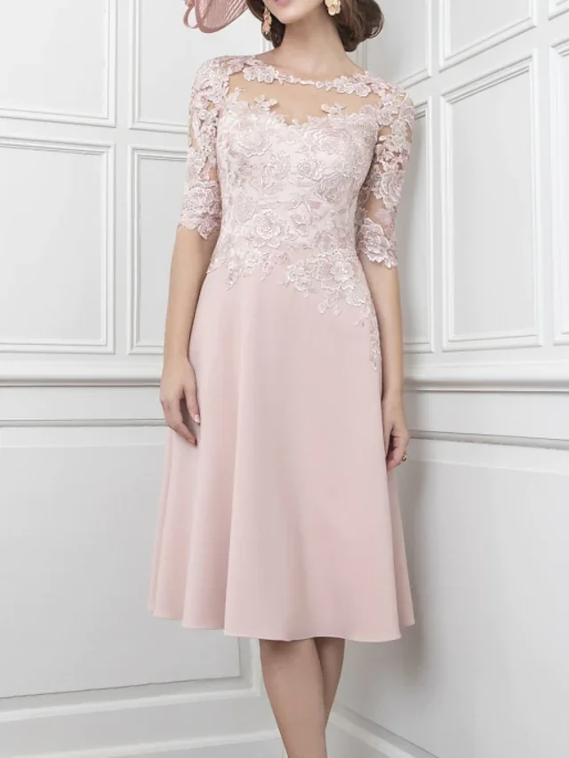 Plus Size Mother Of The Bride Dresses Shealth Sheer Neck 3/4 Sleeves Chiffon Appliques Short Groom Mother Dresses For Weddings
Plus Size Mother Of The Bride Dresses Shealth Sheer Neck 3/4 Sleeves Chiffon Appliques Short Groom Mother Dresses For Weddings