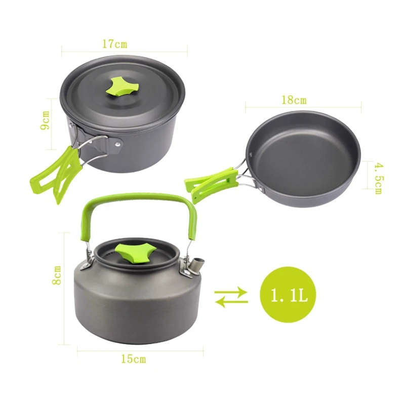 Camping Cookware Outside Camping Cooking Set Mess Kit with Flat-Bottomed Pot Kettle Chopping Board for Camping Picnic
Camping Cookware Outside Camping Cooking Set Mess Kit with Flat-Bottomed Pot Kettle Chopping Board for Camping Picnic