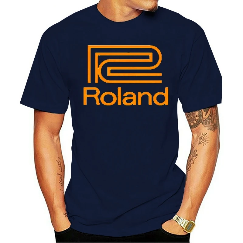 Новая печатающая головка Roland синтезатор логотип мужская футболка черный белый