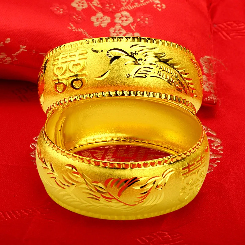 1pc Luxury Dragon & Phoenix Bangle for Women 24K Gold Plated Thick Vintage Carved Female Bridal Wedding Bracelet Jewelry Gift
1pc Luxury Dragon & Phoenix Bangle for Women 24K Gold Plated Thick Vintage Carved Female Bridal Wedding Bracelet Jewelry Gift