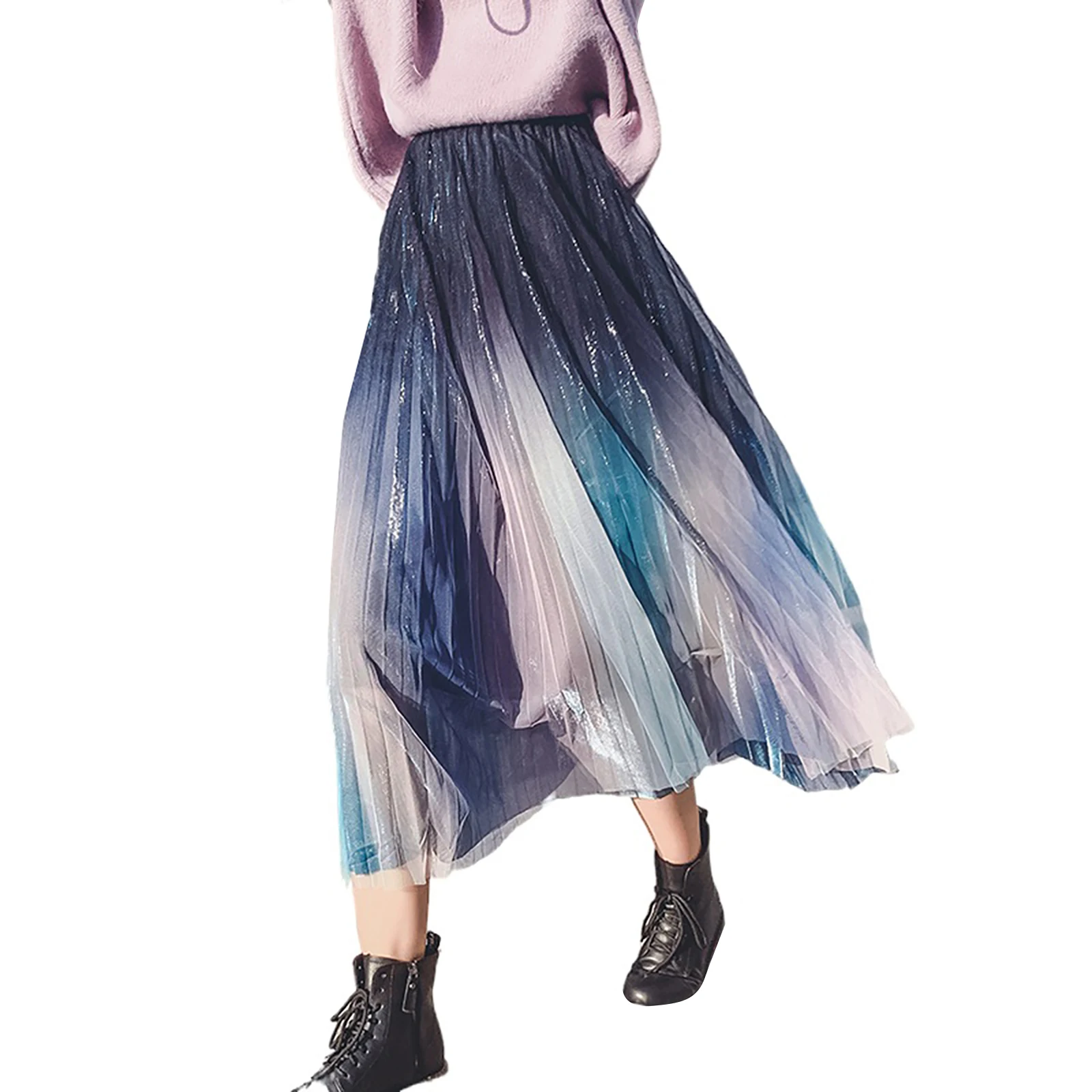 Summer Women\u2019s Korean Gradient Color Skirt Fashion Mesh Yarn High Waist Pleated Mid-length Skirt
Summer Women\u2019s Korean Gradient Color Skirt Fashion Mesh Yarn High Waist Pleated Mid-length Skirt