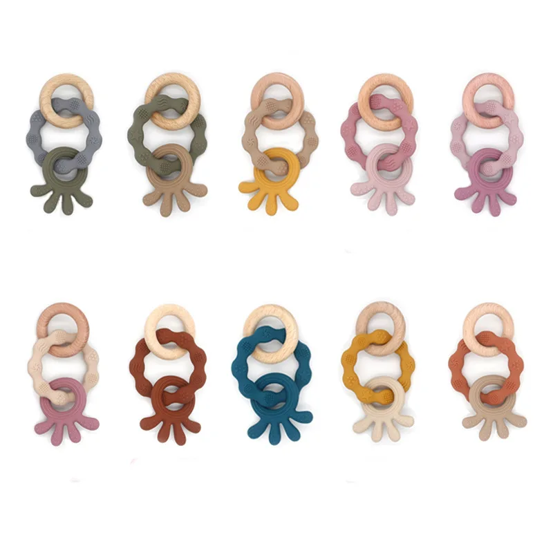 10pcs/Lot Baby Wooden Ring Teether Bracelet Whale Octopus Newborn Baby Rattle Food Grade Silicone BPA Free Teething Toy
10pcs/Lot Baby Wooden Ring Teether Bracelet Whale Octopus Newborn Baby Rattle Food Grade Silicone BPA Free Teething Toy