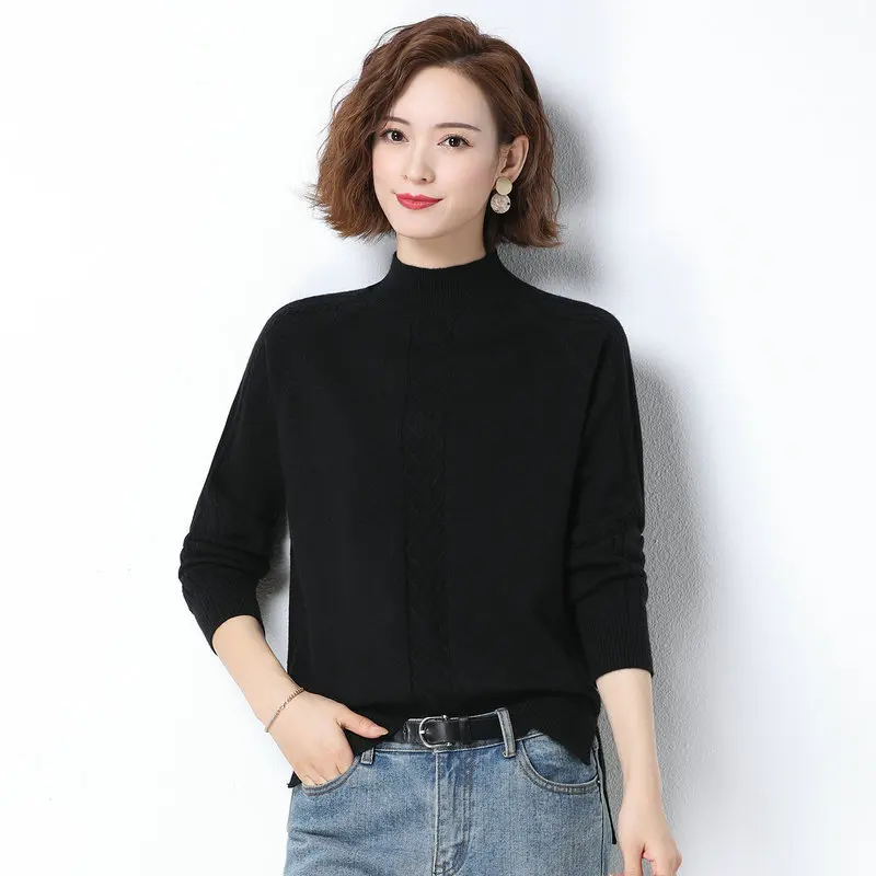Autumn Winter Women Wool Pullover Sweaters Black Gray Camel Pure Colour Soft Warm Cozy Knitwear Mock Neck Jacquard Jersey Top
Autumn Winter Women Wool Pullover Sweaters Black Gray Camel Pure Colour Soft Warm Cozy Knitwear Mock Neck Jacquard Jersey Top
