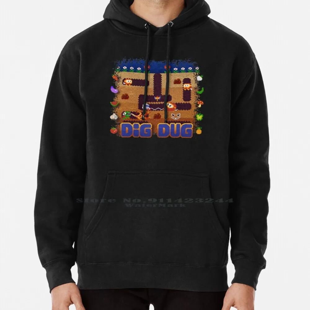 

Dug Dig Hoodie Sweater 6xl Cotton Likelikes Retrogaming Digdug 8bit 8 Bit Gamer Pixels Pixelart 80s Women Teenage Big Size