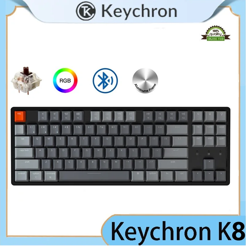 

Keychron K8 C Беспроводная Bluetooth механическая клавиатура переключатель Gateron RGB подсветка алюминиевая рамка для Mac Бесплатная доставка