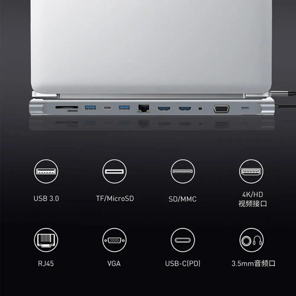 Hot Sale 12-In-1 Type-C HUB 4K Docking Station Dual Gigabit High Laptop Stations HDMI-compatibleQuality RJ45 Docking PD Lan Q4B6
Hot Sale 12-In-1 Type-C HUB 4K Docking Station Dual Gigabit High Laptop Stations HDMI-compatibleQuality RJ45 Docking PD Lan Q4B6