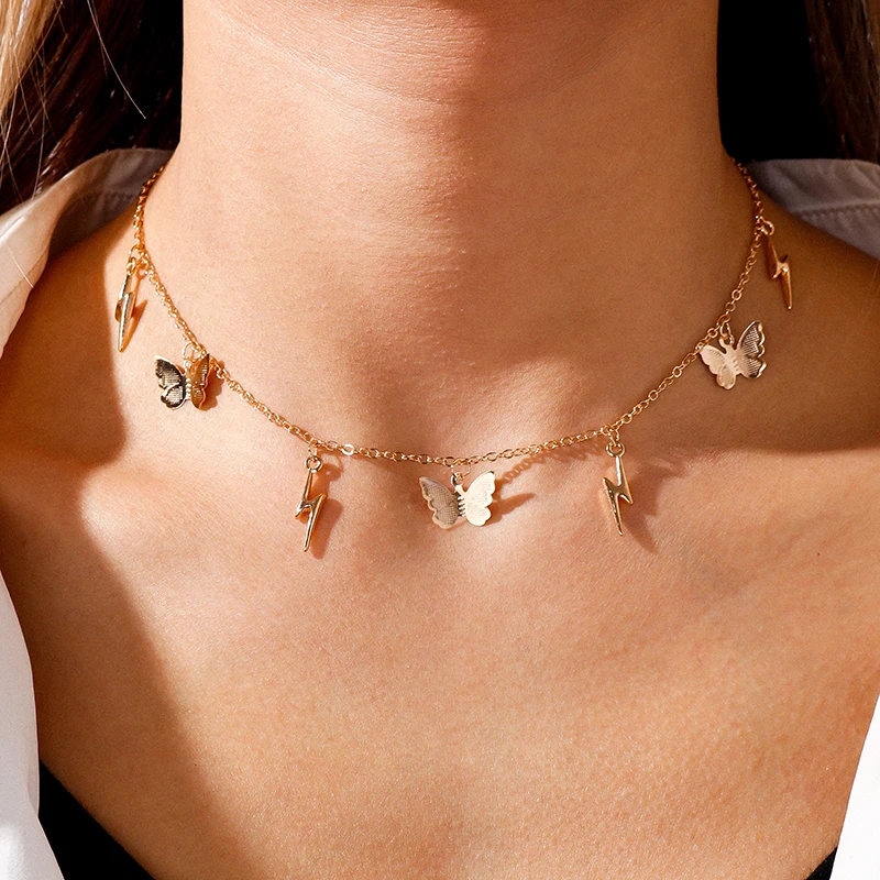 Fashion Tassels Lightning Butterfly Choker Necklaces for Women Gold Silver Color Chain Necklaces Party Femme Jewelry Brincos
Fashion Tassels Lightning Butterfly Choker Necklaces for Women Gold Silver Color Chain Necklaces Party Femme Jewelry Brincos