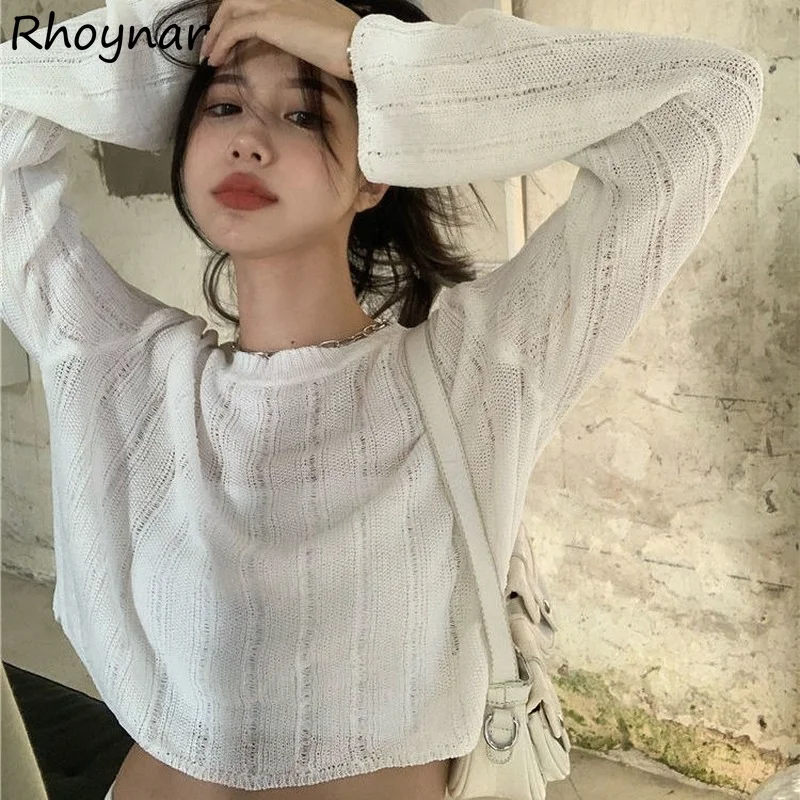 Пуловер женский осенний, модный однотонный элегантный укороченный Удобный Универсальный Дамский пуловер с круглым вырезом, в Корейском ст... 
Пуловер женский осенний, модный однотонный элегантный укороченный Удобный Универсальный Дамский пуловер с круглым вырезом, в Корейском ст...