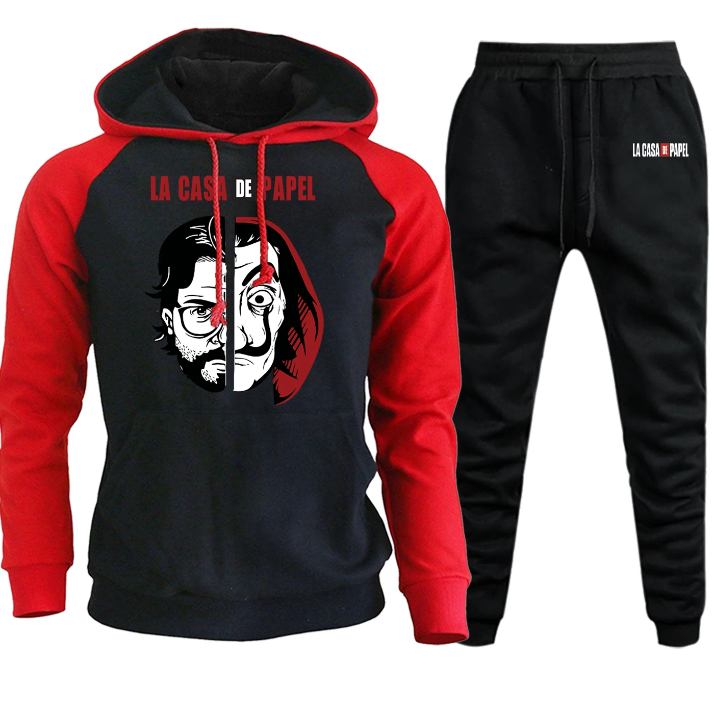 Мужская толстовка с капюшоном La Casa De Papel, комплект из 2 предметов, Повседневный пуловер с винтажным принтом реглан и штаны, Осень-зима 2019
Мужская толстовка с капюшоном La Casa De Papel, комплект из 2 предметов, Повседневный пуловер с винтажным принтом реглан и штаны, Осень-зима 2019