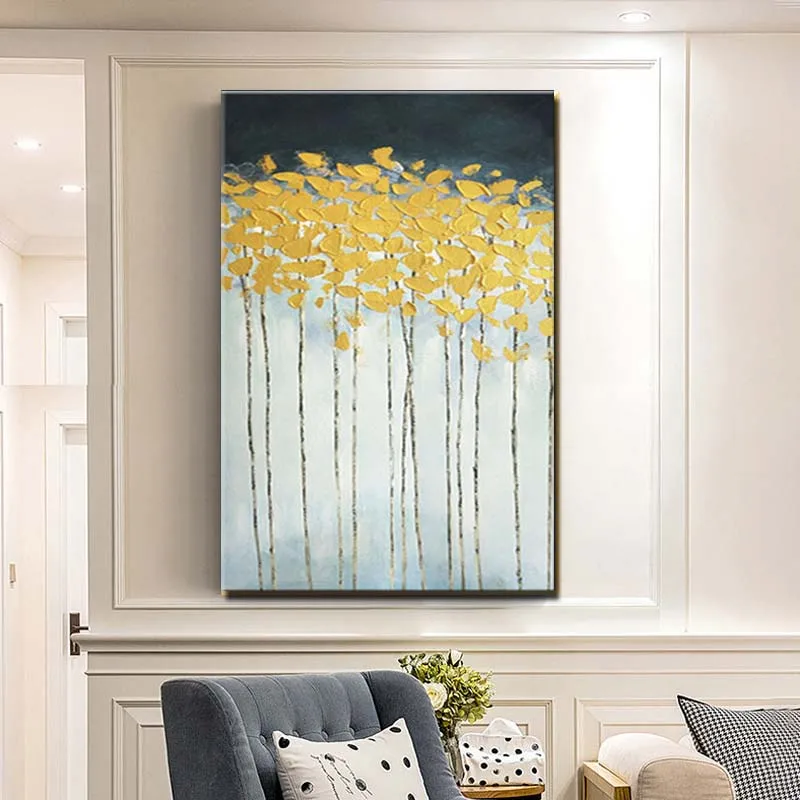 Hand Painted Impasto Abstract Golden Foil Forest Canvas Oil Painting Wall Art Picture Living Room Home Decor Drop Shipping
Hand Painted Impasto Abstract Golden Foil Forest Canvas Oil Painting Wall Art Picture Living Room Home Decor Drop Shipping