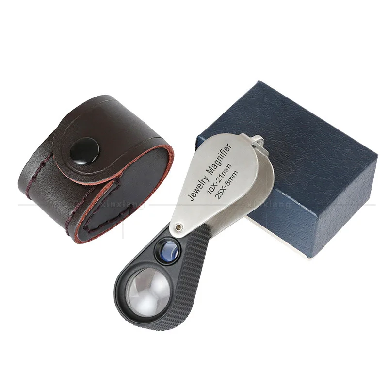 Mini Foldable Jeweler Magnifier 10X 25X Folding Magnifying Glass Portable Metal Diamond Antique Loupe
Mini Foldable Jeweler Magnifier 10X 25X Folding Magnifying Glass Portable Metal Diamond Antique Loupe