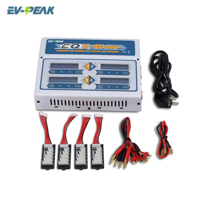 EV-Peak 100W x 4 CQ3 RC Balance Lipo Battery Charger Nimh Nicd lithium Battery Charger Discharger with Digital LCD Screen
EV-Peak 100W x 4 CQ3 RC Balance Lipo Battery Charger Nimh Nicd lithium Battery Charger Discharger with Digital LCD Screen