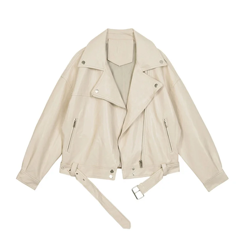 Motorcycle leather women's loose 2021 autumn new suit collar BF style handsome PU leather jacket women's handsome jacket
Motorcycle leather women's loose 2021 autumn new suit collar BF style handsome PU leather jacket women's handsome jacket