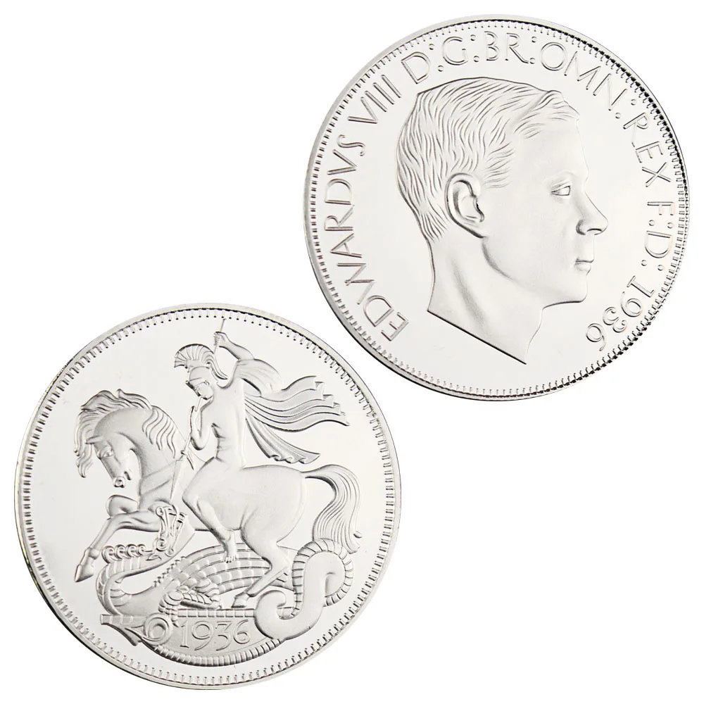 King Edward VIII Collectible Gift Silver Plated Souvenir Coin Saint George and The Dragon Collection Art Commemorative Coin
King Edward VIII Collectible Gift Silver Plated Souvenir Coin Saint George and The Dragon Collection Art Commemorative Coin
