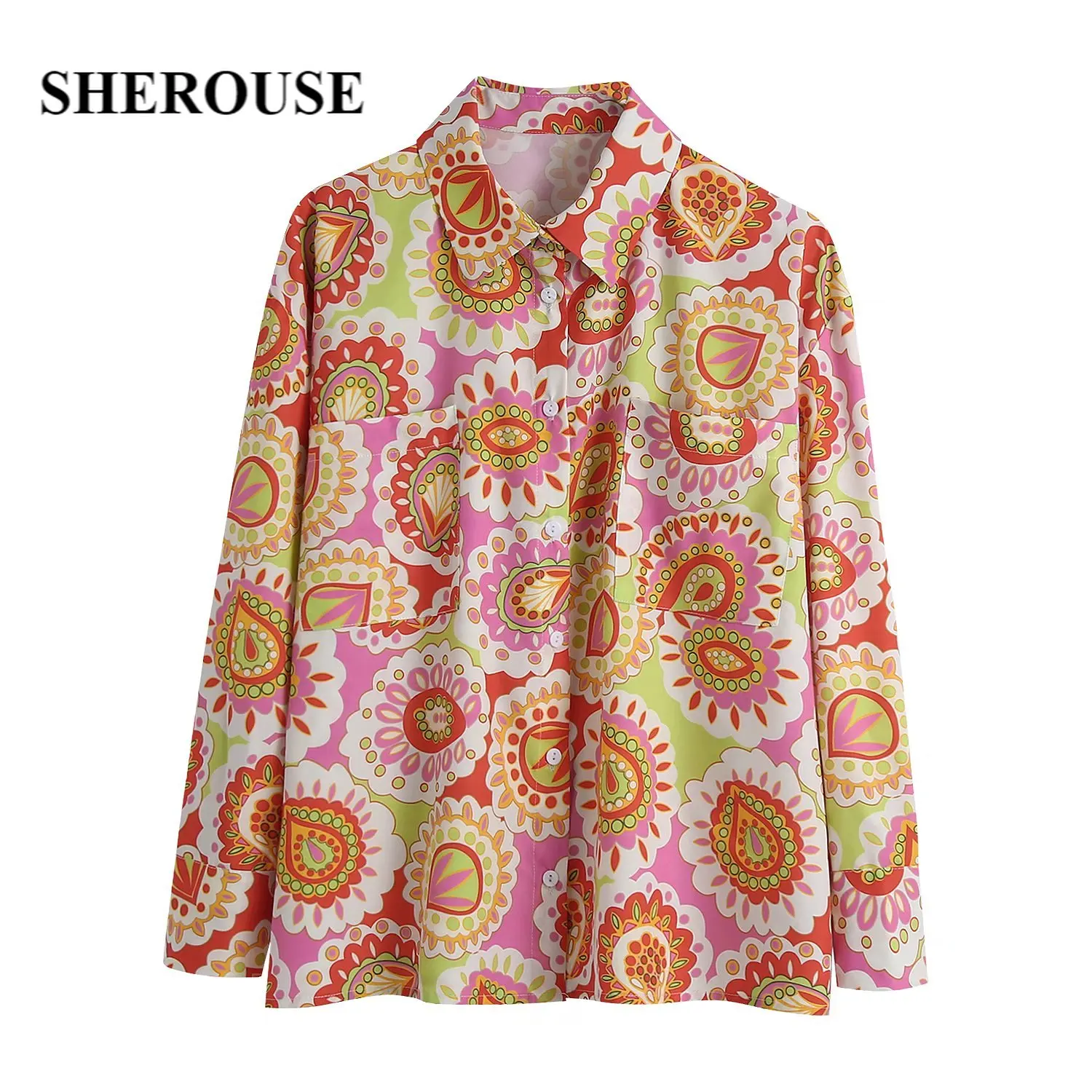 SHEROUSE Women Casual Satin Printed Flowing Shirt Single Breasted Long Sleeves Lapel Collar Vintage Woman Chic Tops Blouse
SHEROUSE Women Casual Satin Printed Flowing Shirt Single Breasted Long Sleeves Lapel Collar Vintage Woman Chic Tops Blouse