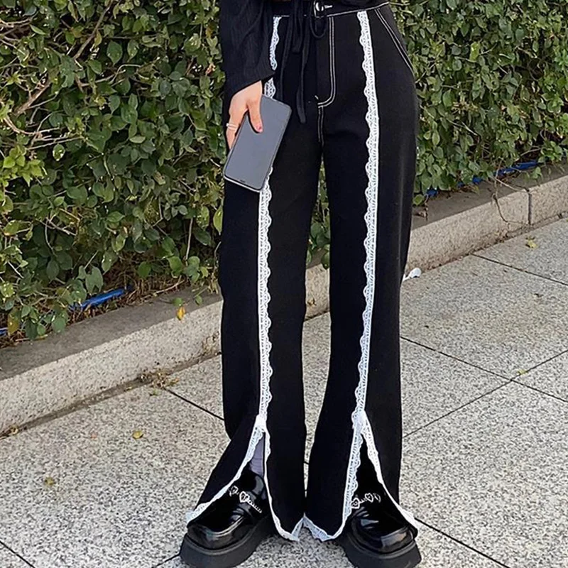 DUOFAN Woman Y2k Pants 2021 Summer Lace Patchwork Sexy Thin Wide-leg Pants High Waisted Pants Women Plus Size Gothic Pants
DUOFAN Woman Y2k Pants 2021 Summer Lace Patchwork Sexy Thin Wide-leg Pants High Waisted Pants Women Plus Size Gothic Pants