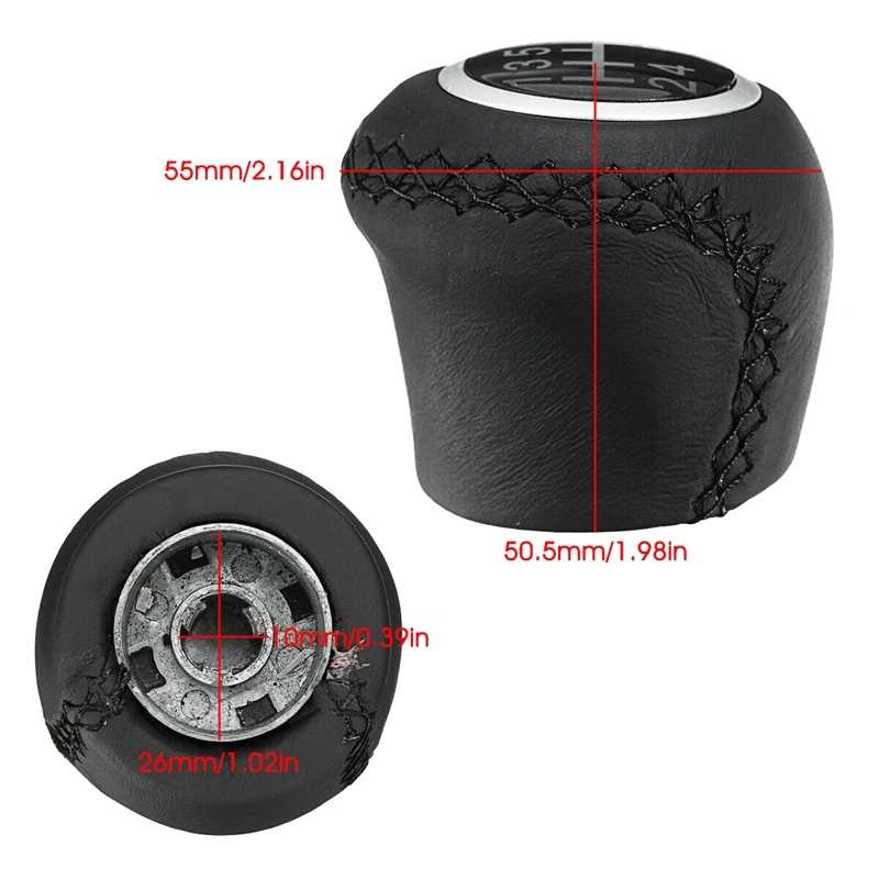 5 Speed Leather Gear Shift Knob for Fiat Grande Punto 2006-12 
5 Speed Leather Gear Shift Knob for Fiat Grande Punto 2006-12