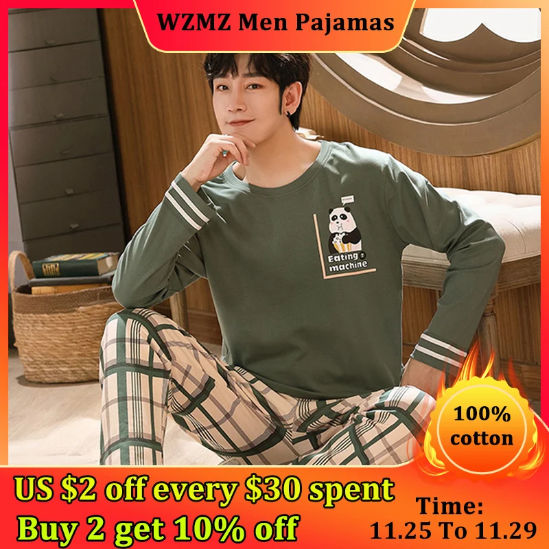 Men's Winter Warm Pajamas 100% Cotton Sleepwear Home Wear Cartoon Panda Print Pajama Male Casual Long Sleeve Plus Size Sets Suit
Men's Winter Warm Pajamas 100% Cotton Sleepwear Home Wear Cartoon Panda Print Pajama Male Casual Long Sleeve Plus Size Sets Suit