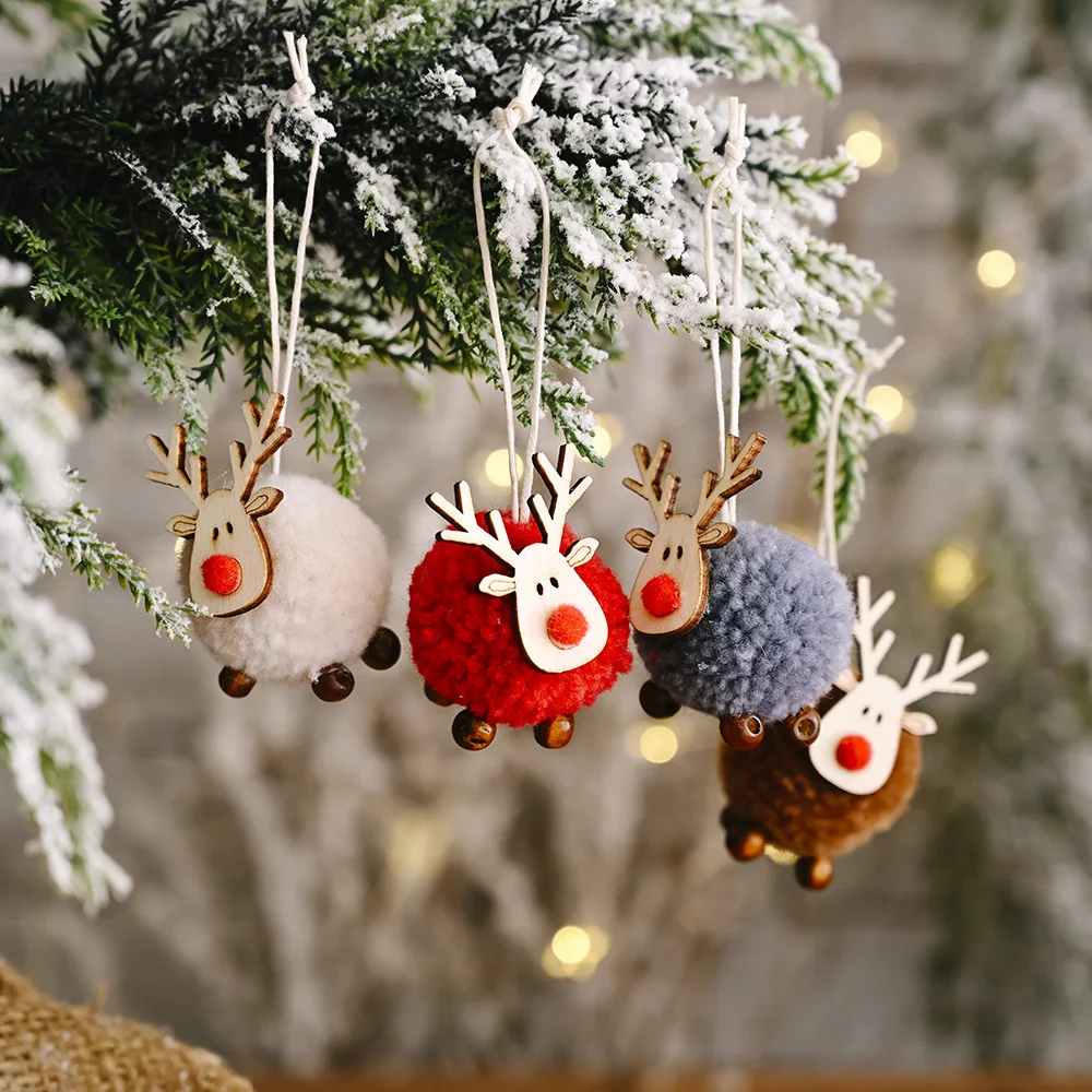 

Рождественское украшение, подвеска в виде плюшевого оленя и звезды, украшения для рождественской елки, подвесные украшения для дома, декор ...